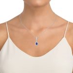 14K 0.10CT Diamond Sapphire Pendant - Image 2