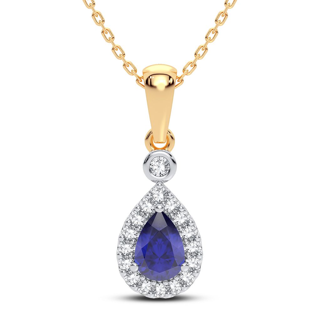 51978_1.jpg 14K 0.10CT Diamond Sapphire Pendant - Image 1