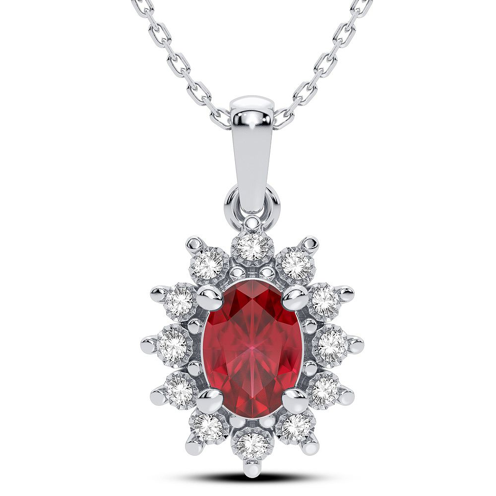 51999_1.jpg 14K 0.05CT Diamond Ruby Pendant - Image 1