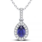 14K 0.10CT Diamond Sapphire Pendant