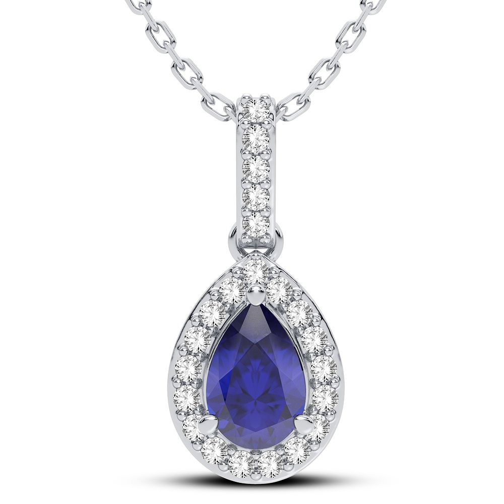 52045_1.jpg 14K 0.10CT Diamond Sapphire Pendant - Image 1