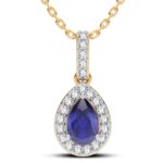 14K 0.10CT Diamond Sapphire Pendant