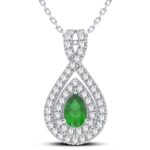 14K 0.33CT Diamond Emerald Pendant