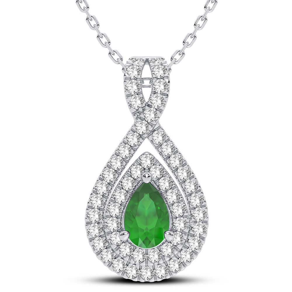 52095_1.jpg 14K 0.33CT Diamond Emerald Pendant - Image 1