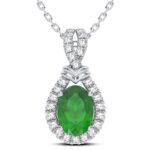 14K 0.14CT Diamond Emerald Pendant