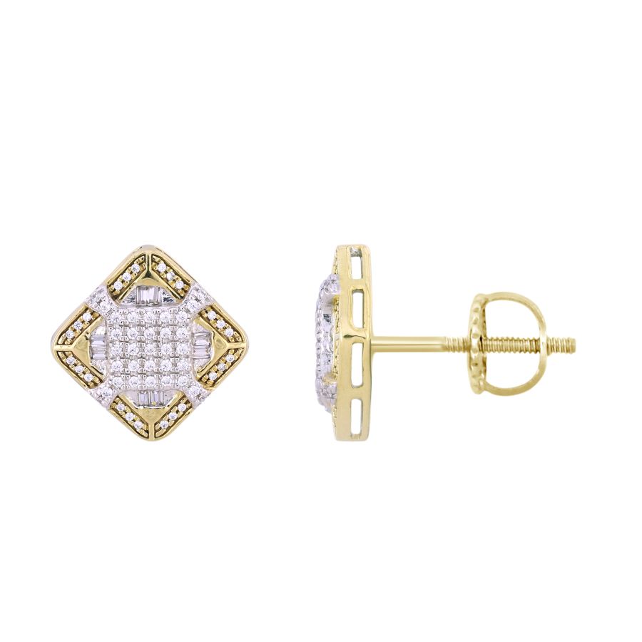 18385676_301080Y-34464.jpg LADIES EARRINGS 0.33CT ROUND/BAGUETTE DIAMOND 10K YELLOW GOLD - Image 1