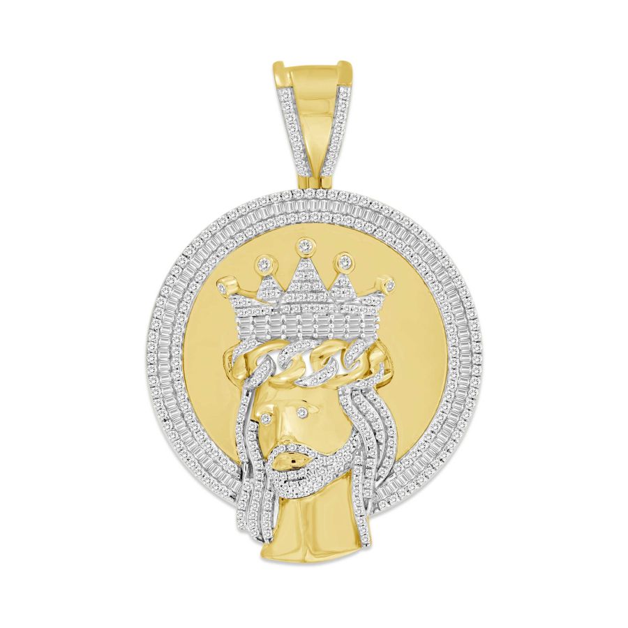 18385889_291567Y-43667.jpg MEN'S CHARM 1.25CT ROUND/BAGUETTE DIAMOND 10K YELLOW GOLD - Image 1