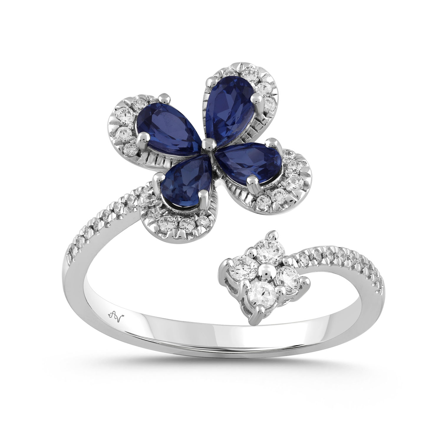 18386097_325672W-NT-A-58987.jpg LADIES RING 1.16CT PEAR SAPPHIRE/ROUND DIAMOND 14K WHITE GOLD (CENTER STONE 0.88CT PEAR SAPPHIRE DIAMOND) - Image 1