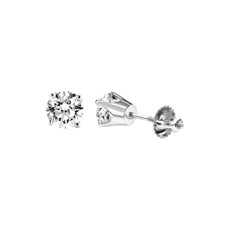 18386186_56189W-4939173.jpg LADIES SOLITARE EARRINGS 2.00CT ROUND DIAMOND 14K WHITE GOLD - Image 1