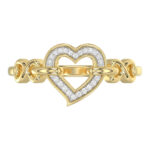 Elegant 10K Yellow Gold 0.05Ct Ladies Ring With Heart Shape Design And Sparkling Round Diamonds. A Charming And Meaningful Gift Jewelry Piece For Her. - Image 5