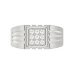 Sterling Silver Diamond Ring For Men 0.35Ct Round Cut Square Cluster Mens Ring Fine Jewelry Gift For Him - Image 5