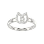 Ladies Lucky Horseshoe Fashion Ring 0.10Ct Round Diamond Sterling Silver White ’ Double Horseshoe Fashion Jewelry