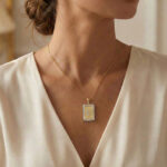 10K Yellow Gold letter 'V' Fashion Pendant With Chain - 0.20 CT Round Diamond Ladies Jewelry Gift - Image 4
