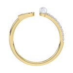 LADIES RING 0.10CT ROUND/PEARL DIAMOND 10K YELLOW GOLD - Image 2