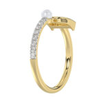 LADIES RING 0.10CT ROUND/PEARL DIAMOND 10K YELLOW GOLD - Image 4