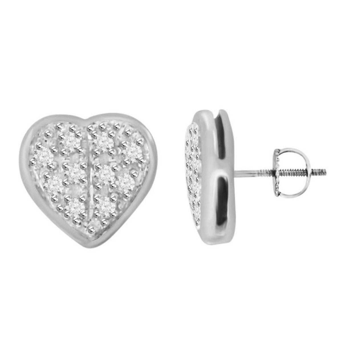 18386574_77630W-SS-5046808.jpg Sterling Silver White 0.05CT Round Diamond Yuva Heart Earrings Women�S Fine Jewelry Stud Earrings - Image 1