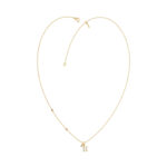 Stylish 10K Yellow Gold Ladies “H” Letter Necklace Featuring Round Ruby Diamonds And Pearl Accents. A Delicate And Personalized Fine Jewelry - Image 3