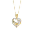 Elegance Ladies Love Heart-Shaped Pendant 0.20Ct Round Diamond, 10K Yellow Gold Fashion Pendant With Chain - Image 3