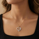 Elegance Ladies Love Heart-Shaped Pendant 0.20Ct Round Diamond, 10K Yellow Gold Fashion Pendant With Chain - Image 4