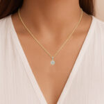 LADIES PENDANT WITH CHAIN 0.33CT ROUND DIAMOND 10K YELLOW GOLD - Image 4