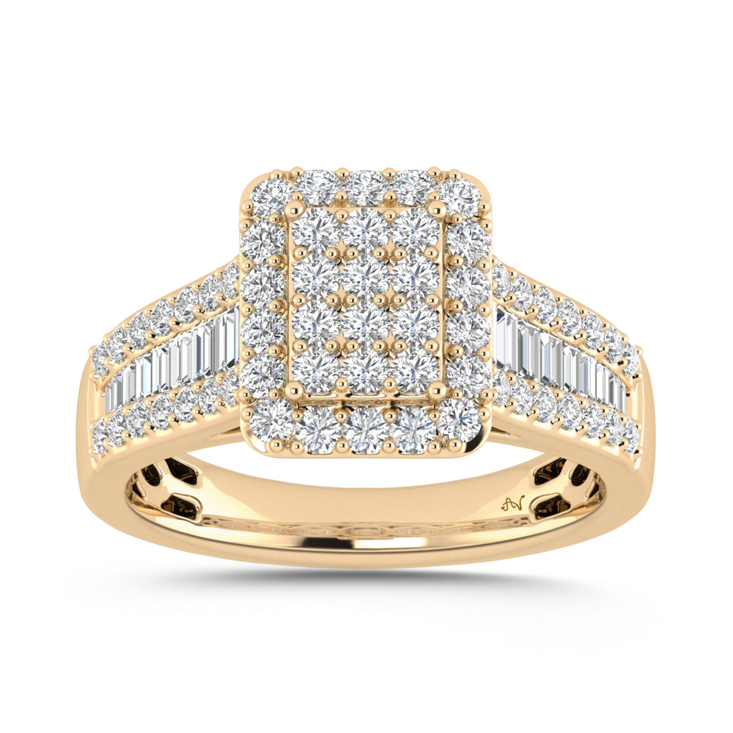 19205559_348243Y-4945959.jpg LADIES RING 1.00CT ROUND/BAGUETTE DIAMOND 10K YELLOW GOLD - Image 1