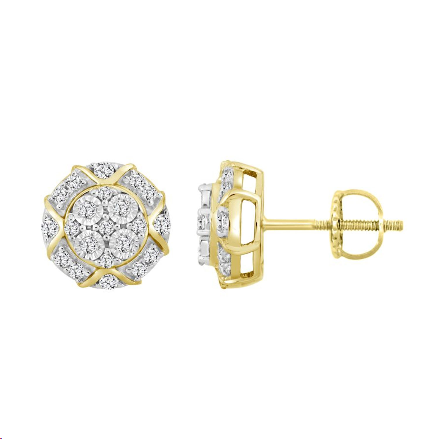 19357022_283031Y-4935933.jpg LADIES EARRINGS 0.50CT ROUND DIAMOND 10K YELLOW GOLD - Image 1