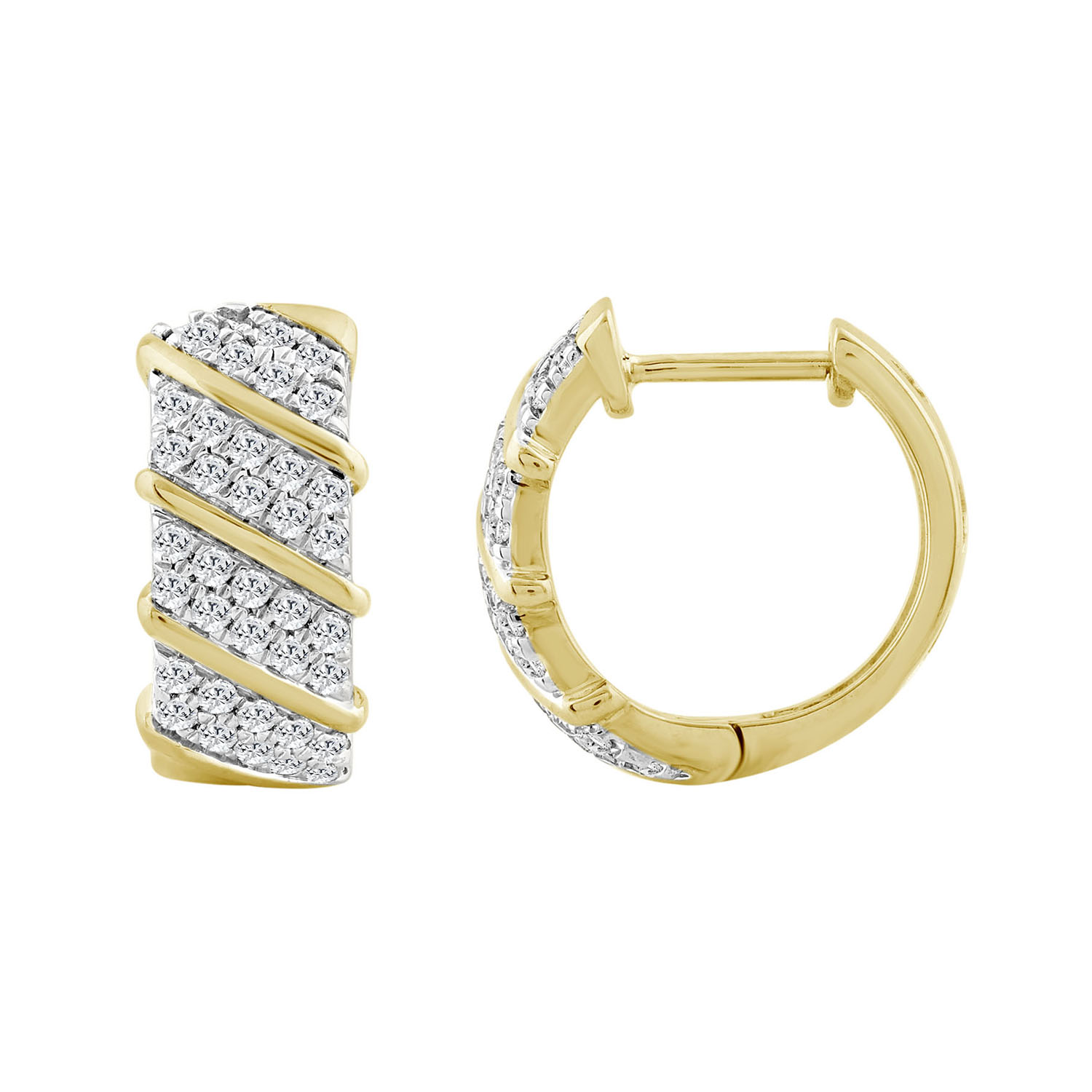 19357092_310801Y-4939413.jpg LADIES HOOPS EARRINGS 0.50CT ROUND DIAMOND 10K YELLOW GOLD - Image 1