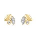 Elegance Ladies Round Diamond Cluster Fashion Earrings In 10K Yellow Gold ’ Marquise Design