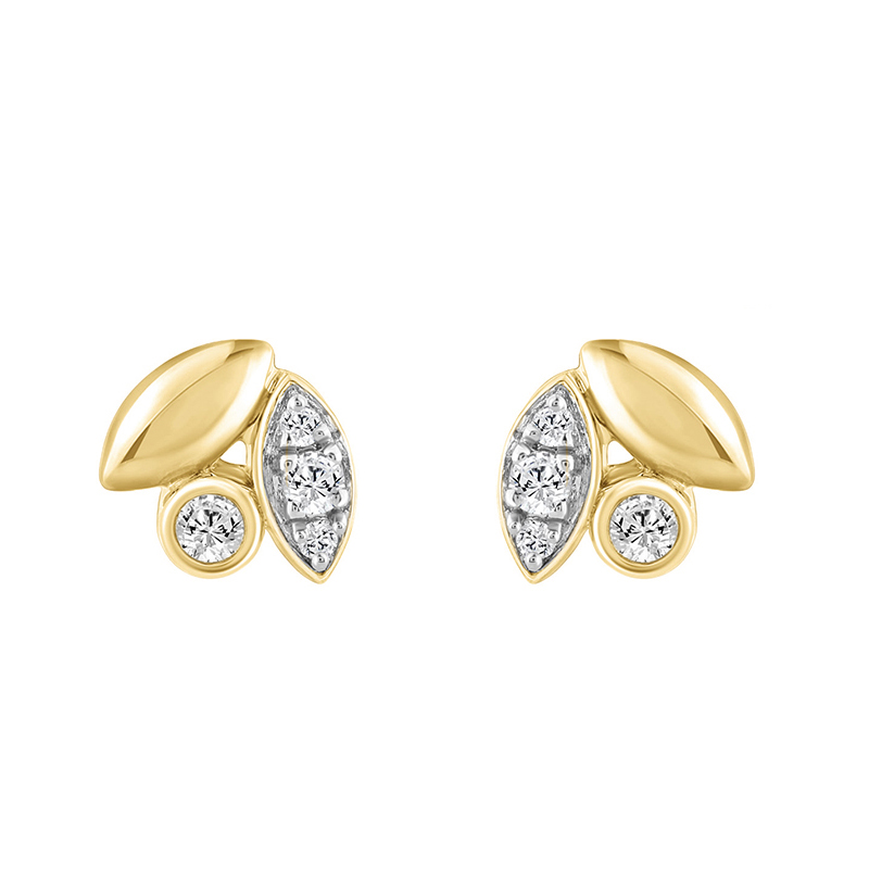 19399032_359462Y-5026090.jpg Elegance Ladies Round Diamond Cluster Fashion Earrings In 10K Yellow Gold ’ Marquise Design - Image 1
