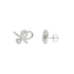 Elegant 10K White Gold Ladies Earrings Featuring A Clustered Heart Design With Twisted Detailing And 0.10 Ct Round Diamonds. Romantic Fine Jewelry For - Image 2