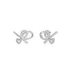 Elegant 10K White Gold Ladies Earrings Featuring A Clustered Heart Design With Twisted Detailing And 0.10 Ct Round Diamonds. Romantic Fine Jewelry For - Image 3