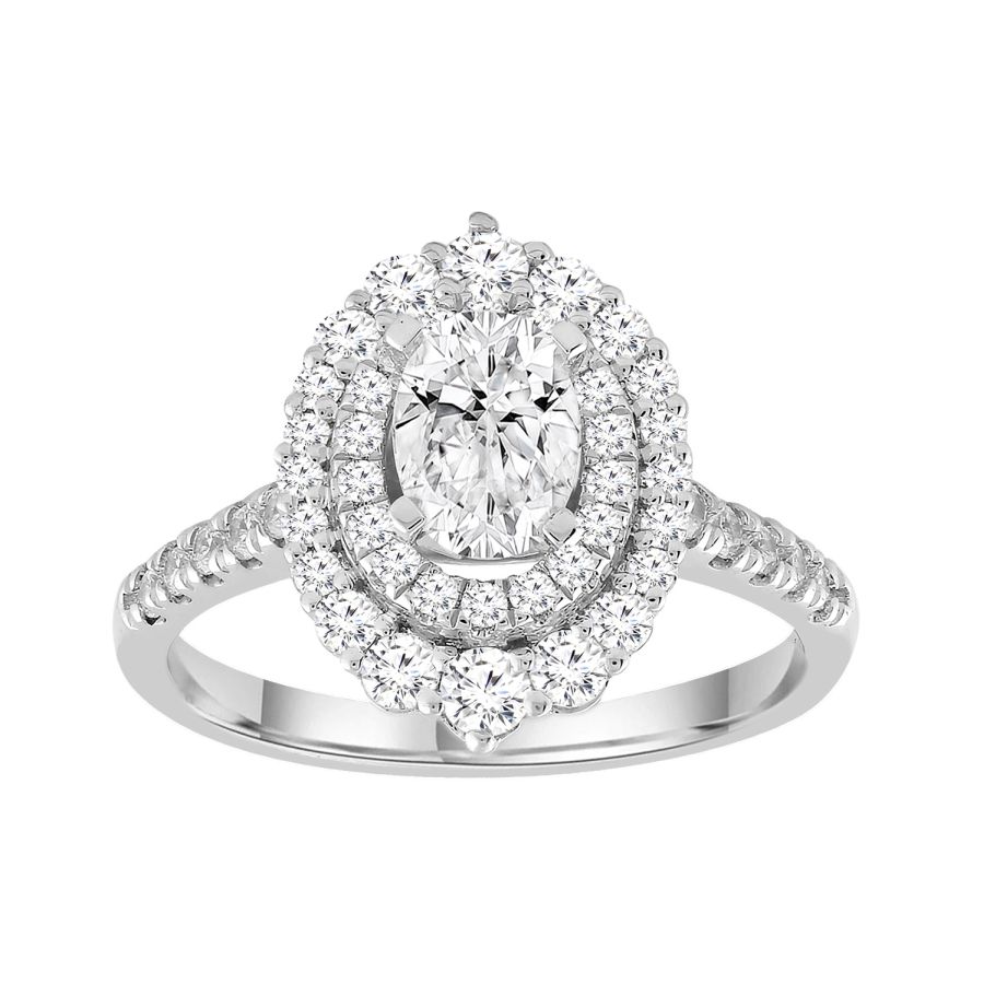 19483310_245715W-AB-32853.jpg LADIES RING SEMI MOUNT 0.75CT ROUND DIAMOND 14K WHITE GOLD (CENTER STONE 1.00CT OVAL DIAMOND) - Image 1