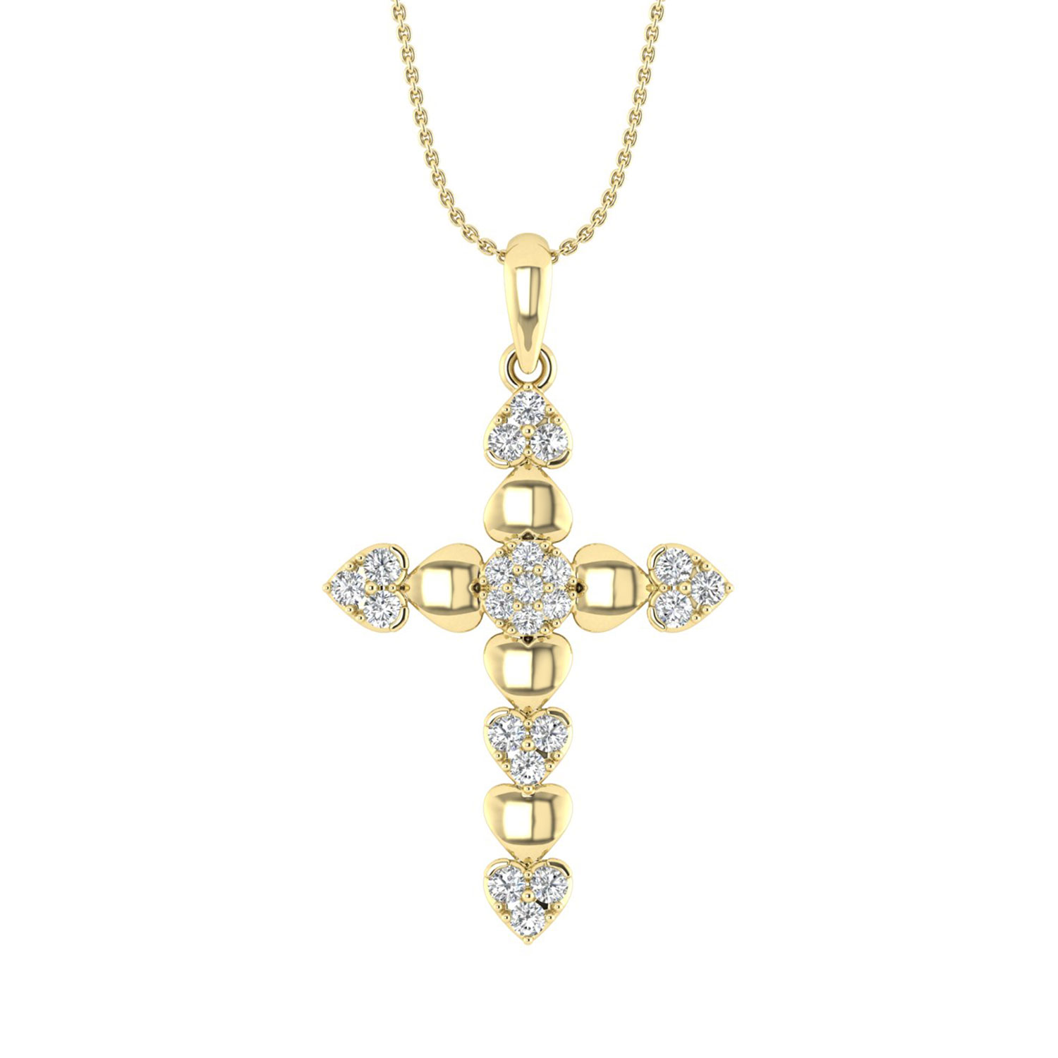 19576281_348263Y-4976210.jpg LADIES PENDANT WITH CHAIN 0.25CT ROUND DIAMOND 10K YELLOW GOLD - Image 1