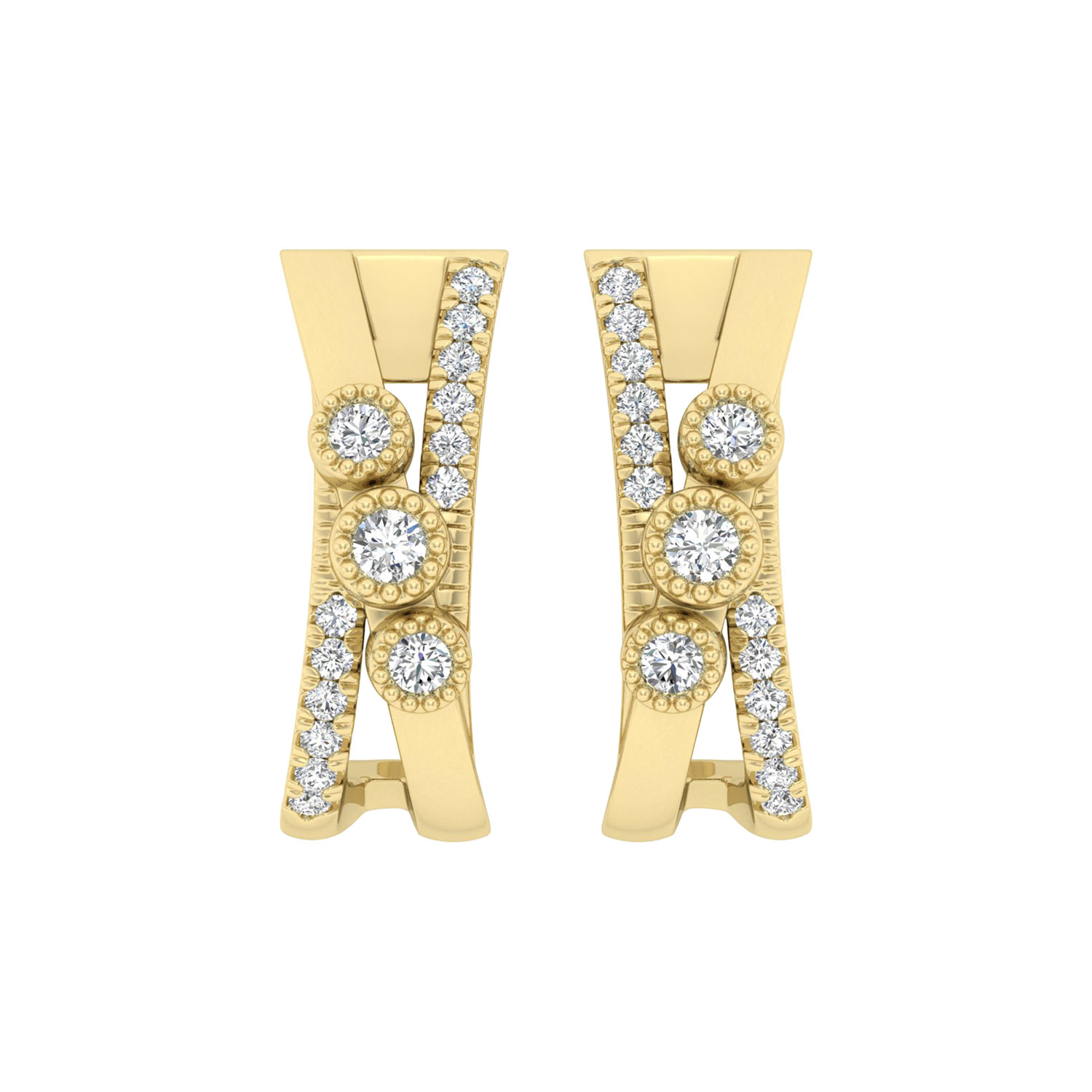 20205527_348422Y-4976203.jpg LADIES EARRINGS 0.30CT ROUND DIAMOND 10K YELLOW GOLD - Image 1