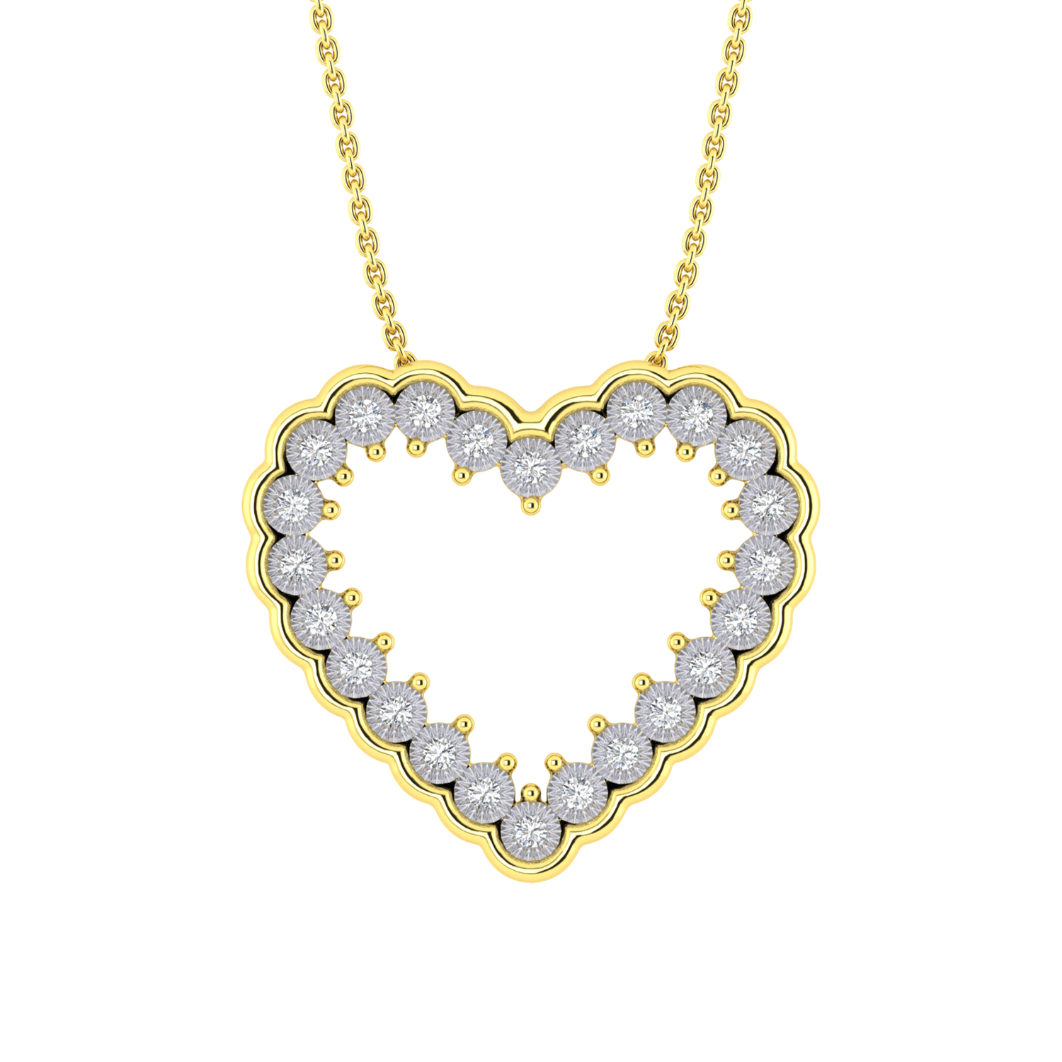 20261575_348354Y-4944758.jpg LADIES NECKLACE 0.20CT ROUND DIAMOND 10K YELLOW GOLD - Image 1