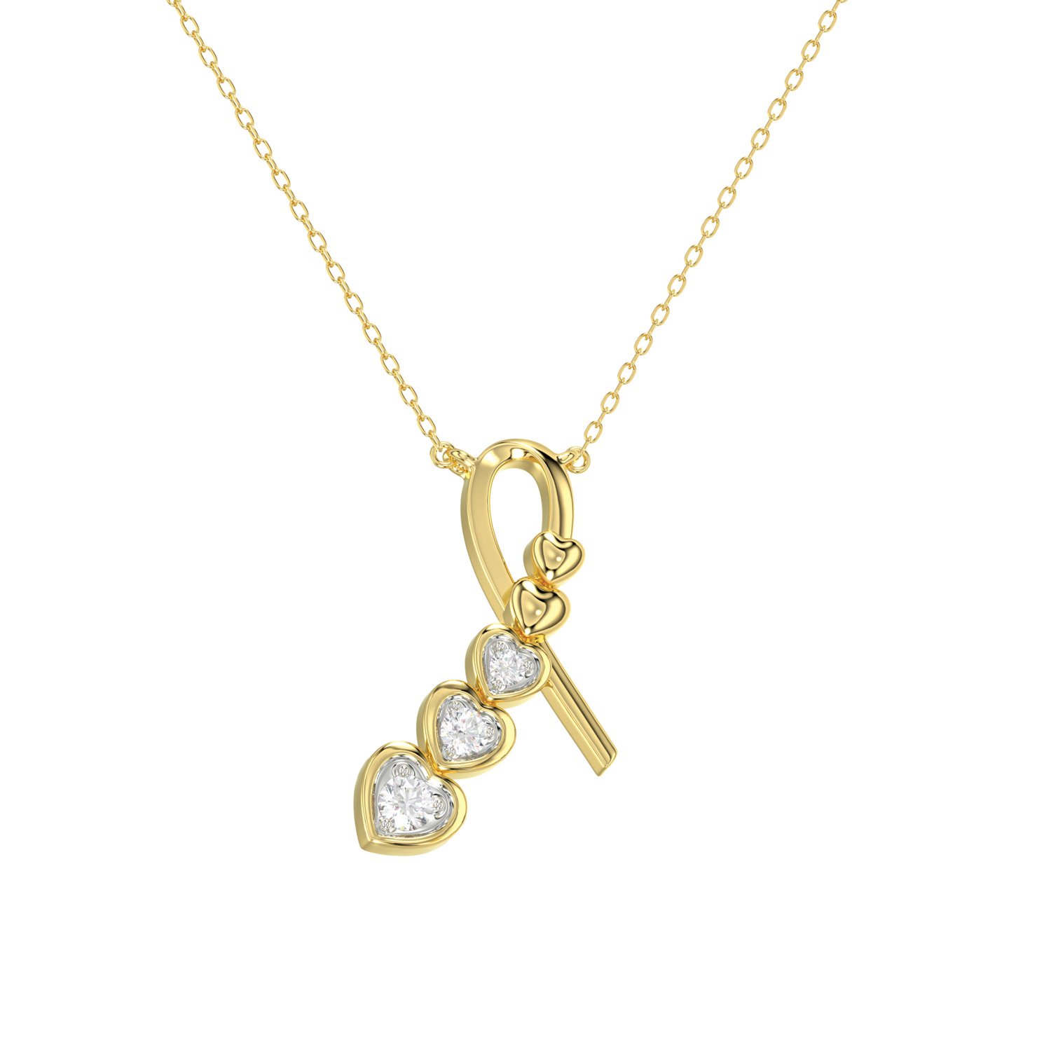 20261787_361456Y-5012806.jpg 10K YELLOW GOLD 0.10CT ROUND LADIES FASHION PENDANT WITH CHAIN - Image 1