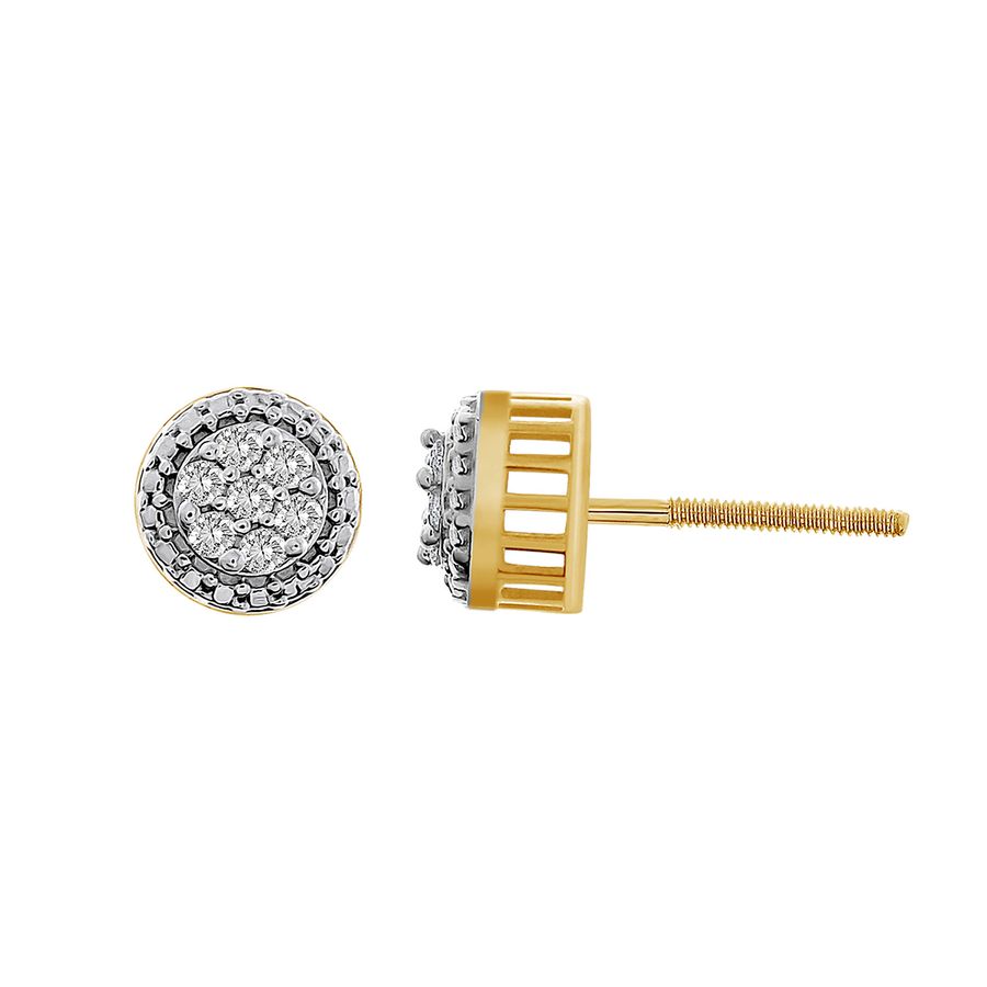 MEN’S STUD EARRINGS 0.25CT ROUND DIAMOND 10K YELLOW GOLD