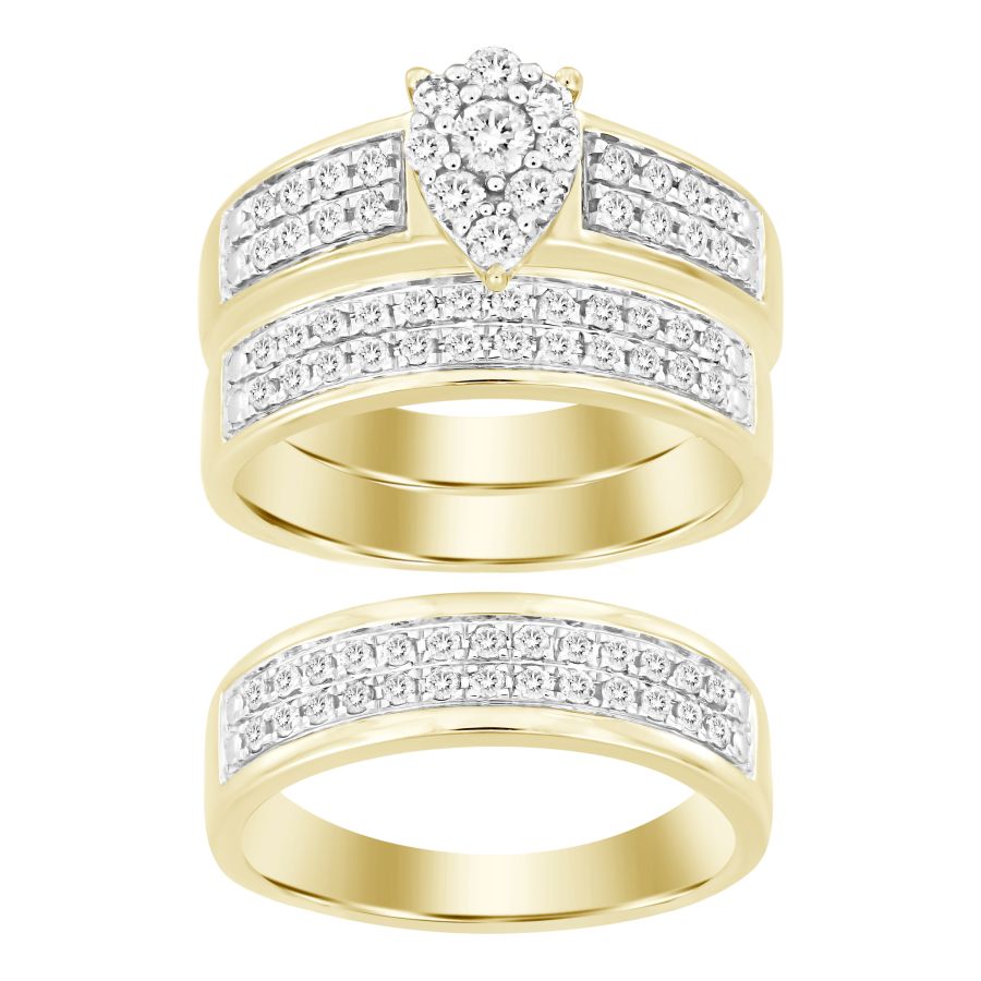 20911316_237861Y-33666.jpg UNISEX TRIOS SET 1.00CT ROUND DIAMOND 10K YELLOW GOLD - Image 1