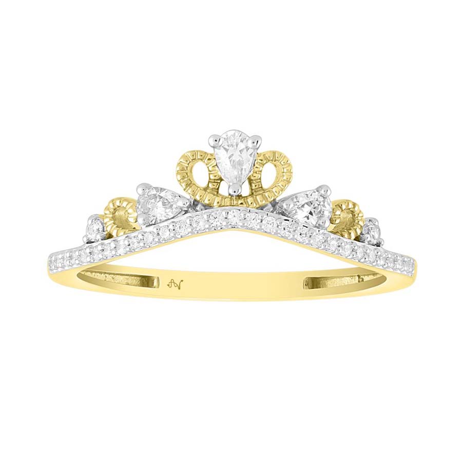 20914505_247910Y-4939404.jpg LADIES RING 0.25CT ROUND/PEAR DIAMOND 10K YELLOW GOLD - Image 1