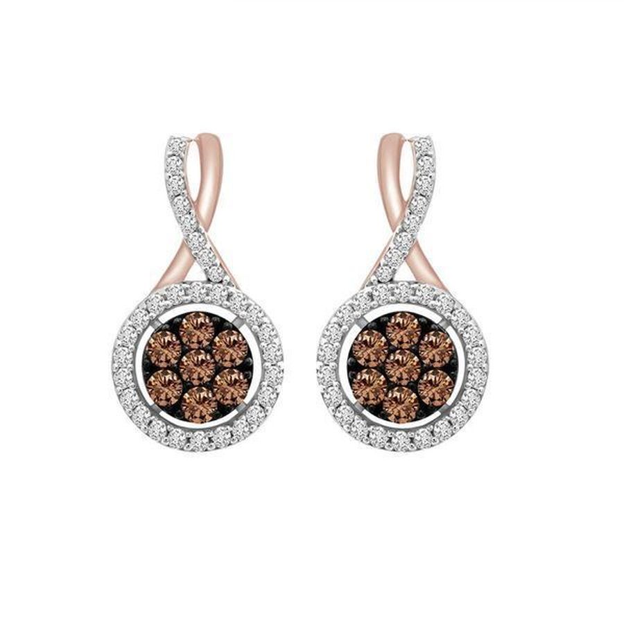 20919953_216375R-30631.jpg LADIES EARRINGS 0.75CT ROUND DARK BROWN DIAMOND 10K ROSE GOLD - Image 1