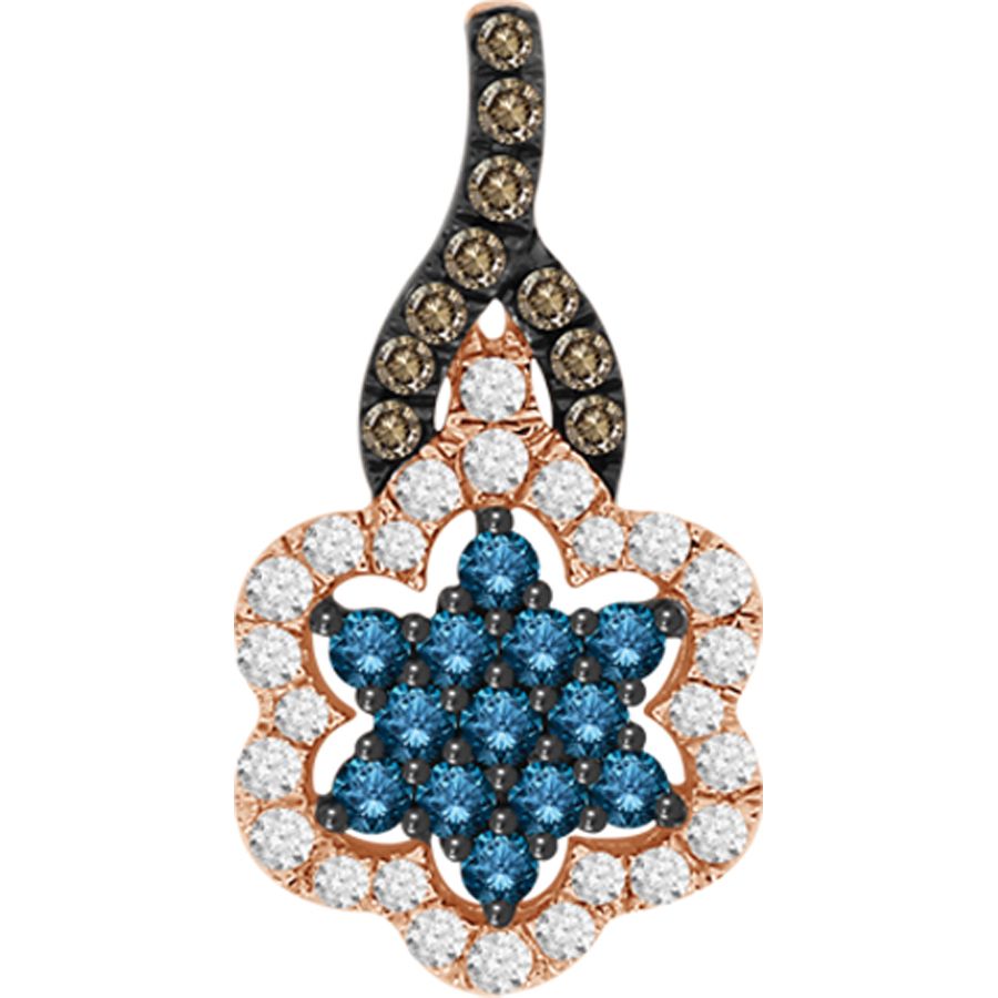 20919978_82343R-31561.jpg LADIES PENDANT 0.50CT ROUND DARK BROWN/BLUE DIAMOND 10K ROSE GOLD - Image 1