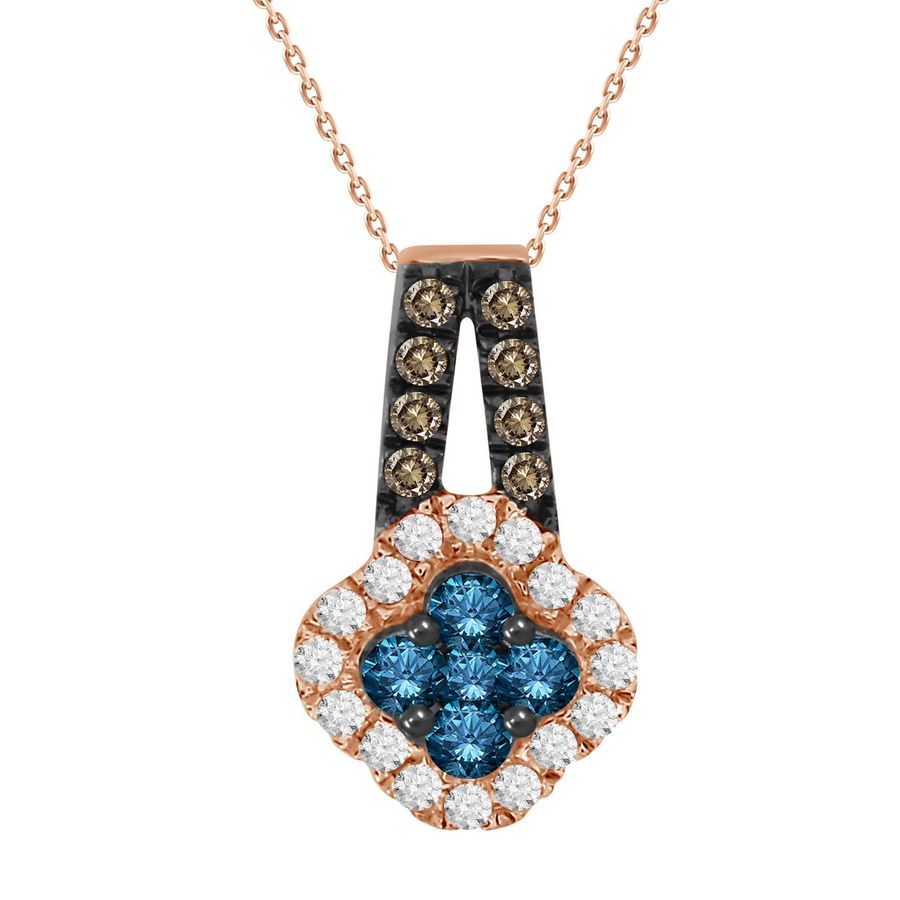 20919981_82344R-31562.jpg LADIES PENDANT 0.50CT ROUND/BLUE/DARK BROWN DIAMOND 10K ROSE GOLD - Image 1