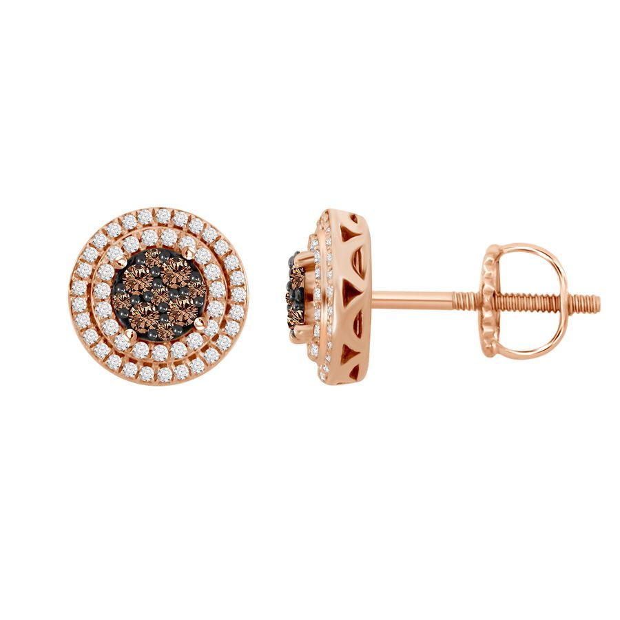 20920370_203247R-35669.jpg LADIES EARRINGS 0.50CT ROUND DARK BROWN DIAMOND 10K ROSE GOLD - Image 1