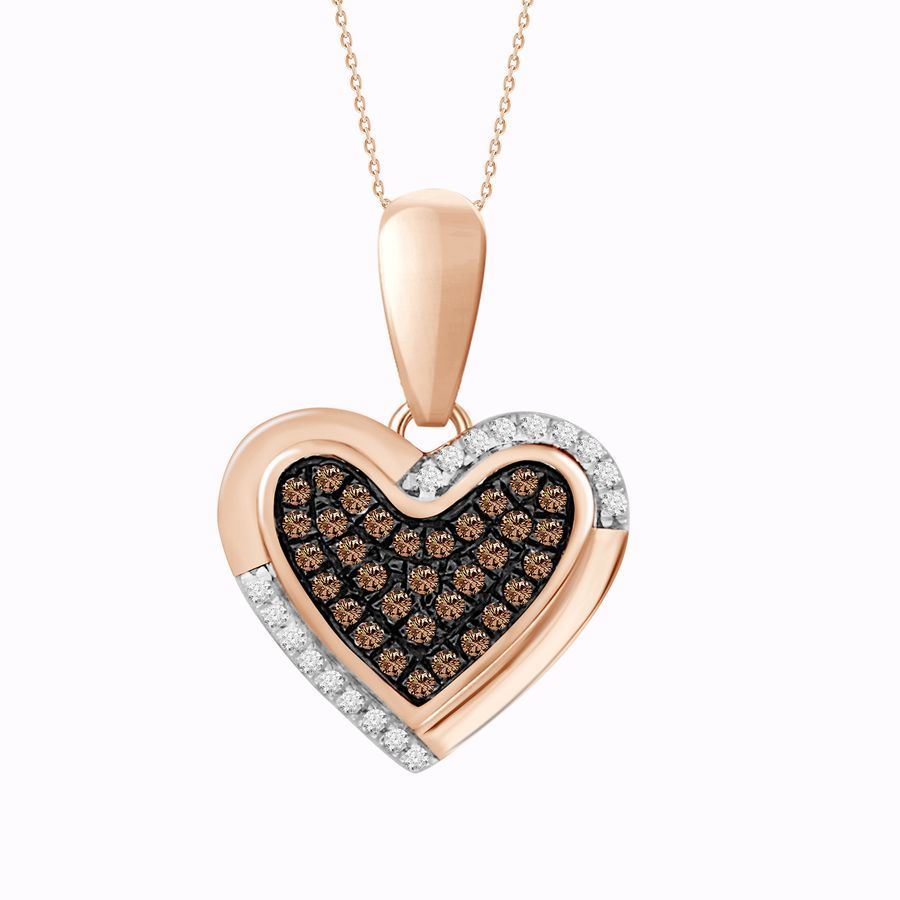 20920375_203387R-35698.jpg LADIES PENDANT WITH CHAIN 0.15CT ROUND DARK BROWN DIAMOND 10K ROSE GOLD - Image 1
