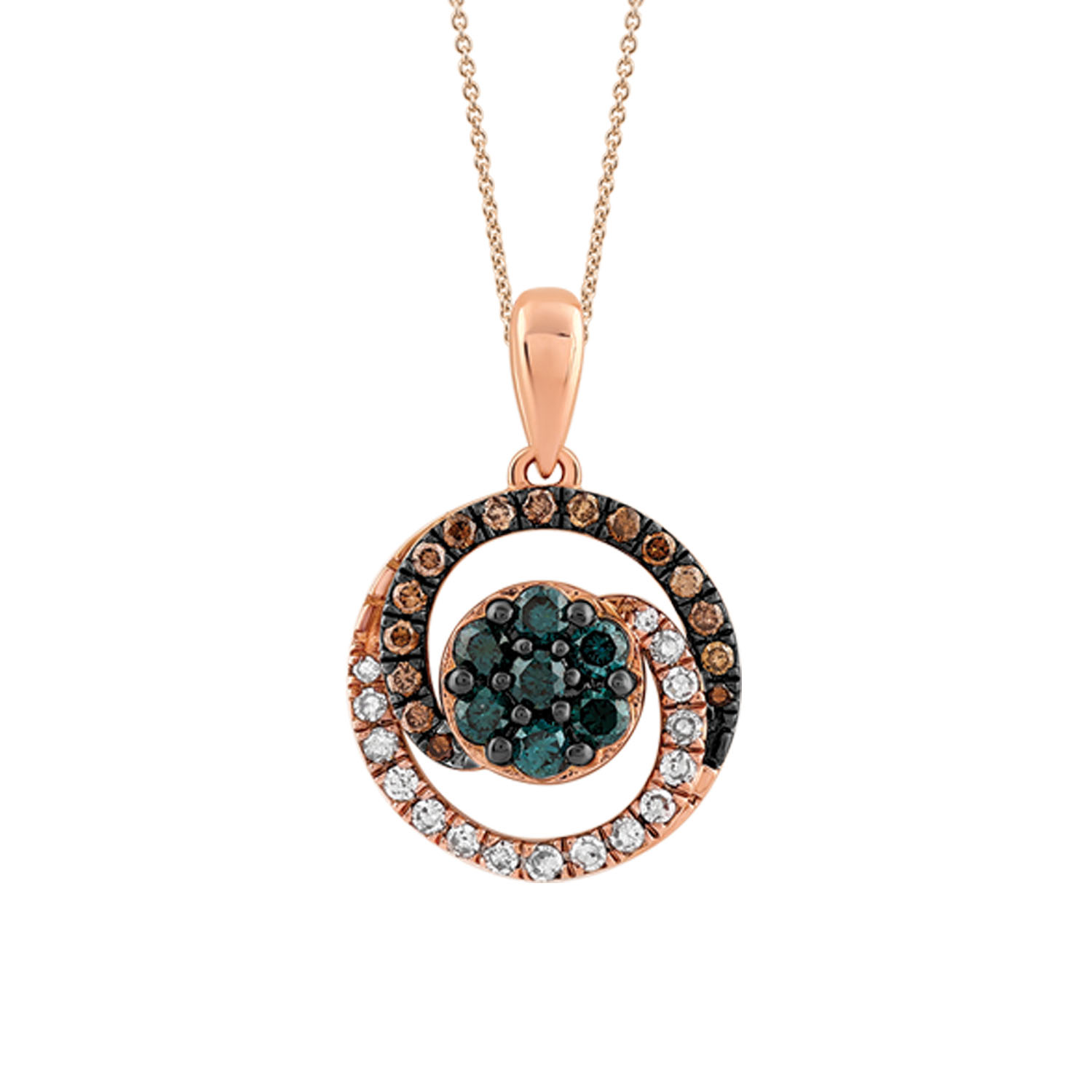 20920640_298677R-A-44006.jpg LADIES PENDANT 0.50CT ROUND/DARK BROWN/BLUE DIAMOND 14K ROSE GOLD (SI QUALITY) - Image 1