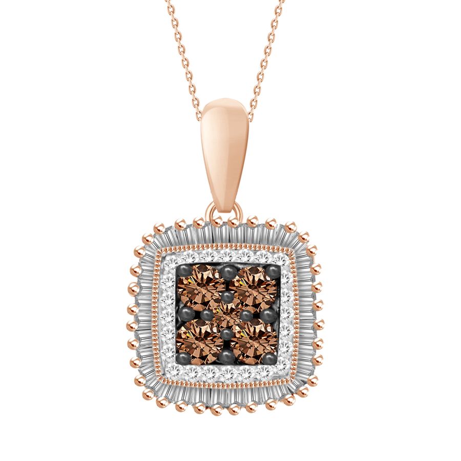 20920672_307132R-A-44253.jpg LADIES PENDANT 0.35CT ROUND/BAGUETTE DARK BROWN DIAMOND 14K ROSE GOLD (SI QUALITY) - Image 1