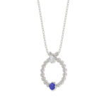 14K White Gold 0.15Ct Blue Sapphire & Diamond Necklace For Women Natural Round Sapphire Ladies Jewelry - Image 3