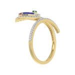 Elegant Multi-Stone 14K Yellow Gold 0.75Ct Ladies Ring With Ruby, Sapphire, Emerald, And Marquise Diamonds. A Classic And Colorful Luxury Jewelry Piec - Image 4