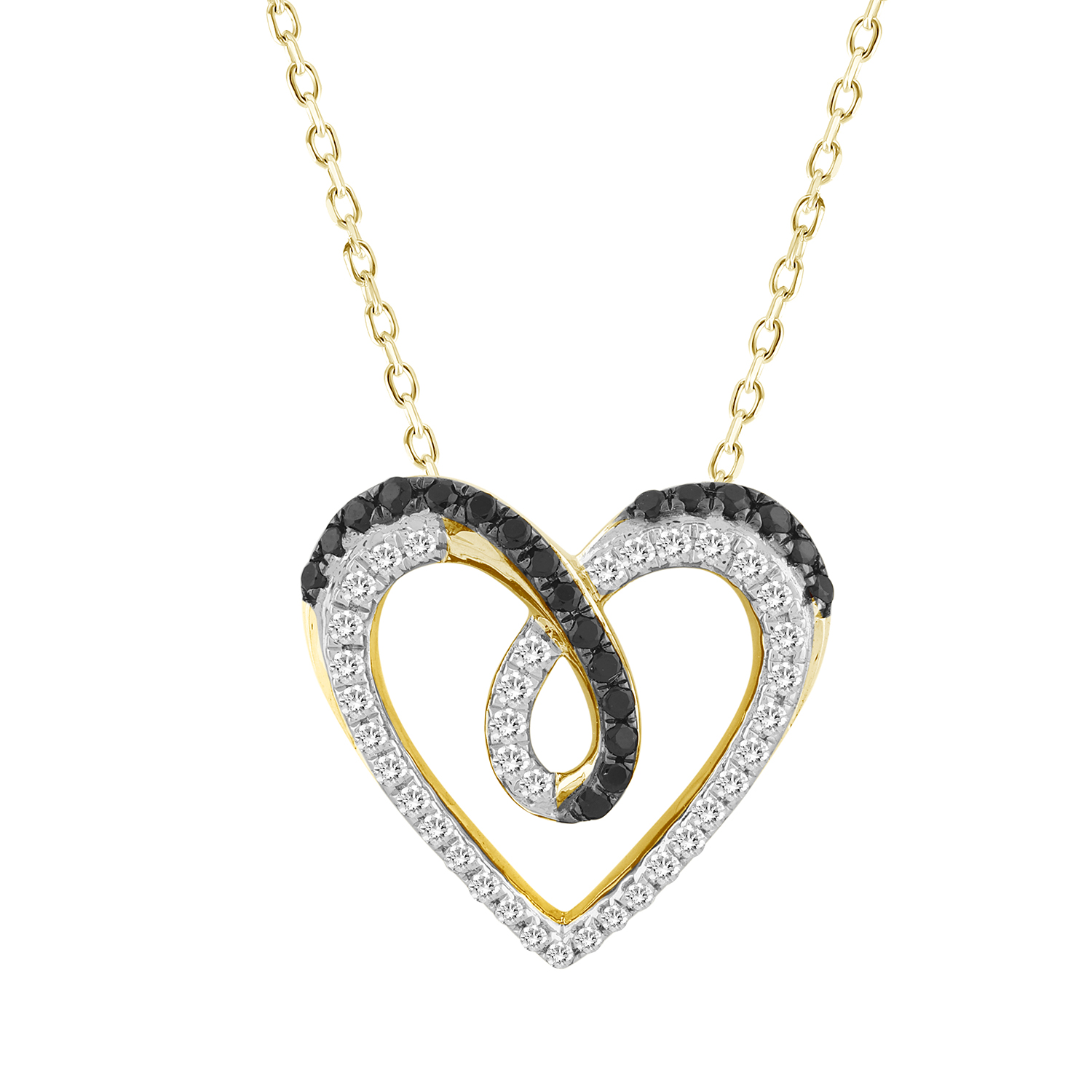 20921983_321395Y-A-4939285.jpg LADIES PENDANT WITH CHAIN 0.25CT ROUND/BLACK DIAMOND 14K YELLOW GOLD - Image 1