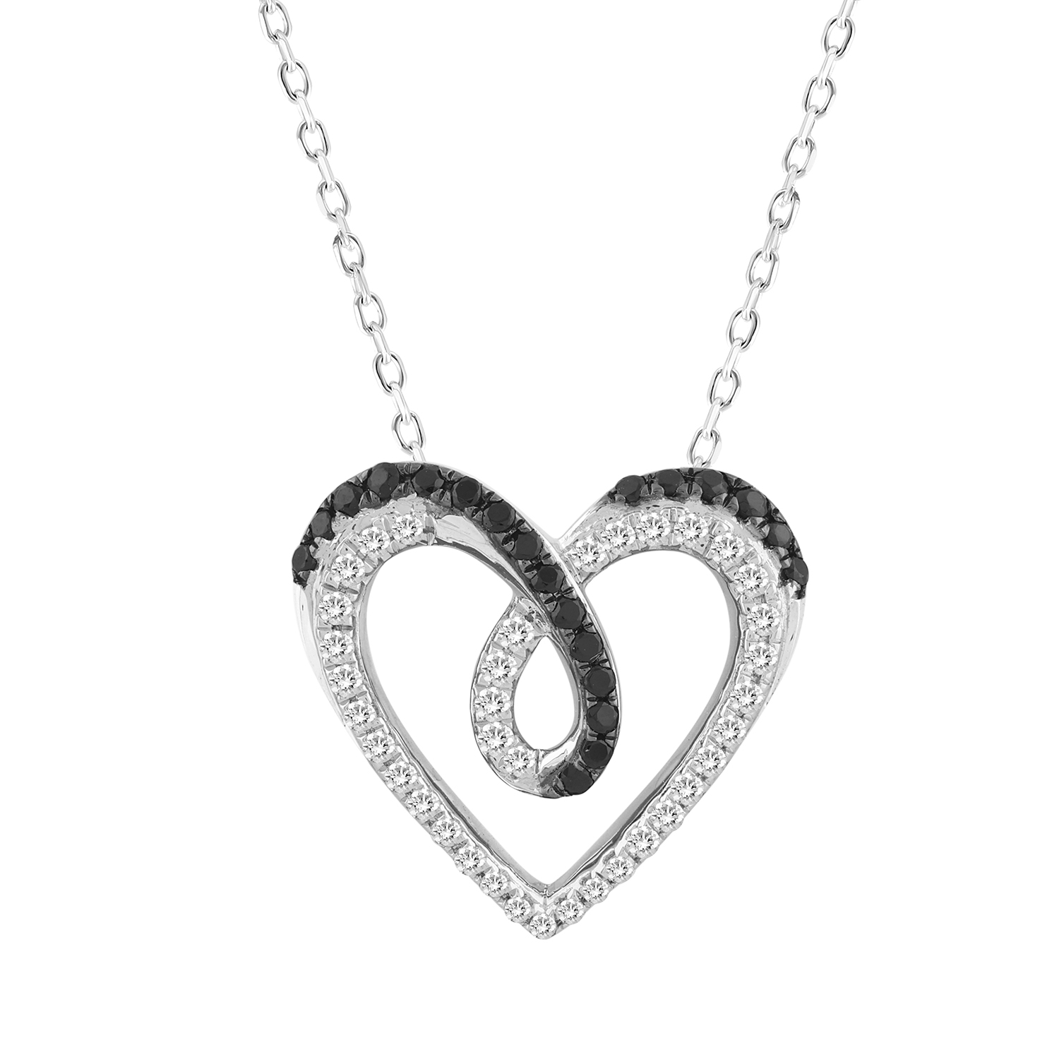 20922047_321395W-A-4939391.jpg LADIES PENDANT WITH CHAIN 0.25CT ROUND/BLACK DIAMOND 14K WHITE GOLD - Image 1